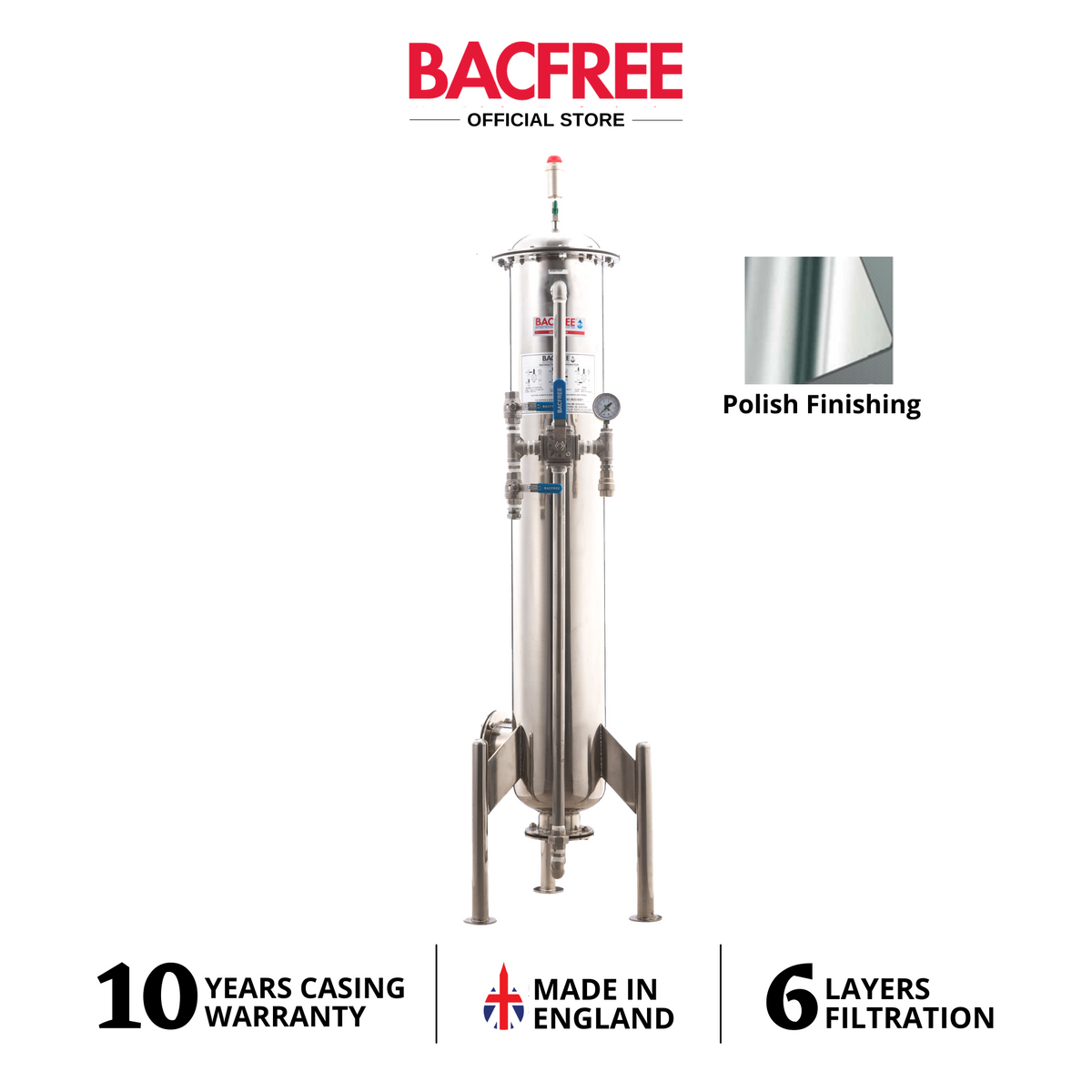 BACFREE ER19S Stainless Steel 304 Polished Finishing Outdoor Water Filters
