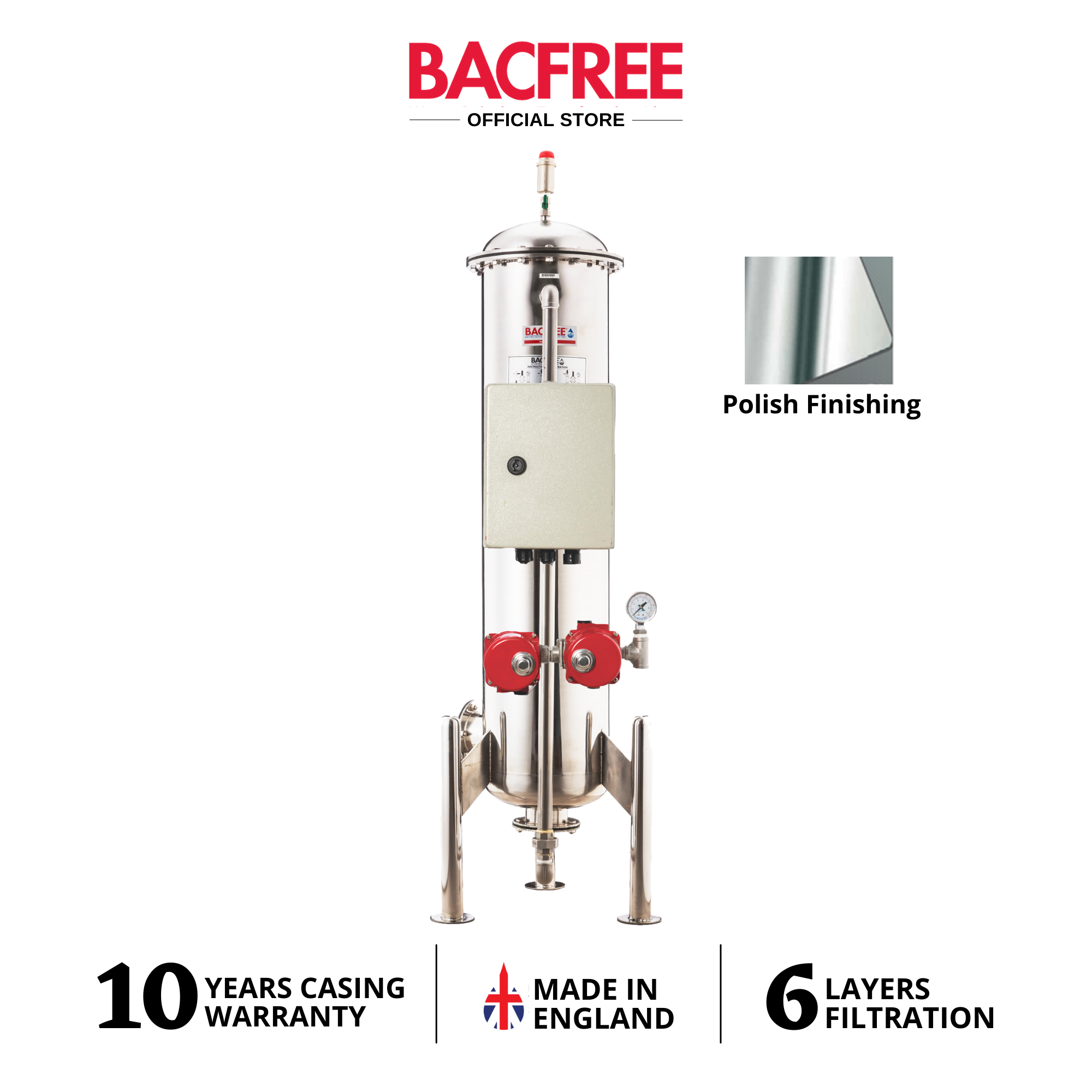 BACFREE ER28S-Auto Backwash Stainless Steel 304 Polished Finishing Outdoor Water Filters