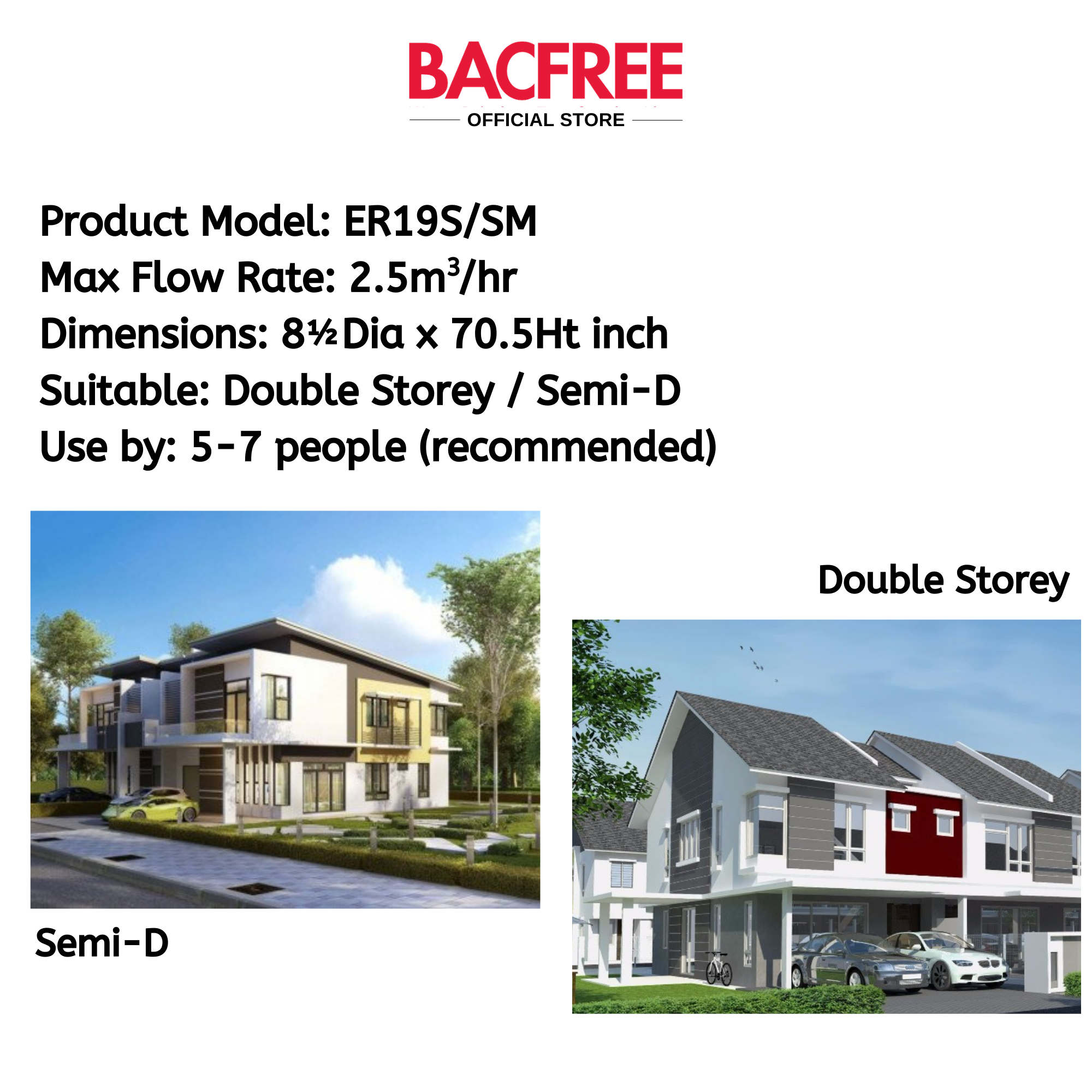 BACFREE ER19S Stainless Steel 304 Polished Finishing Outdoor Water Filters