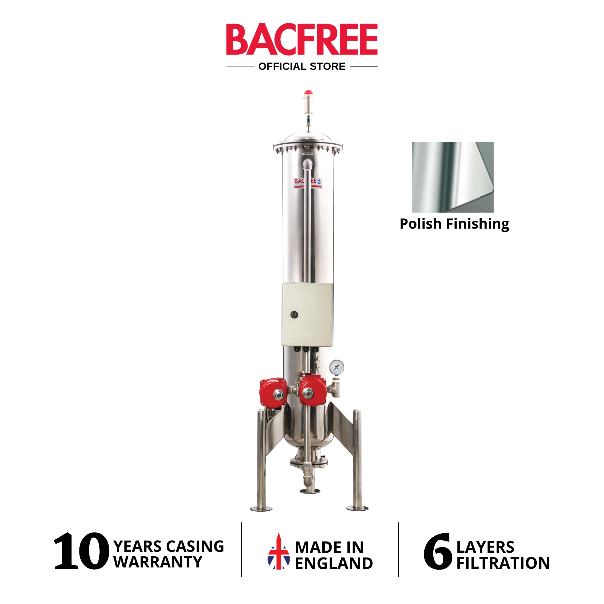 BACFREE ER19S Auto Polished Stainless Steel 304 Polished Finishing Outdoor Water Filters