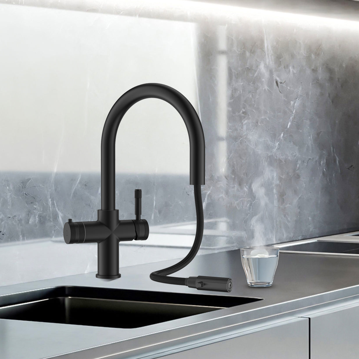 BACFREE Just Tap Trio Flex 3-In-1 (Pull Out Tap)