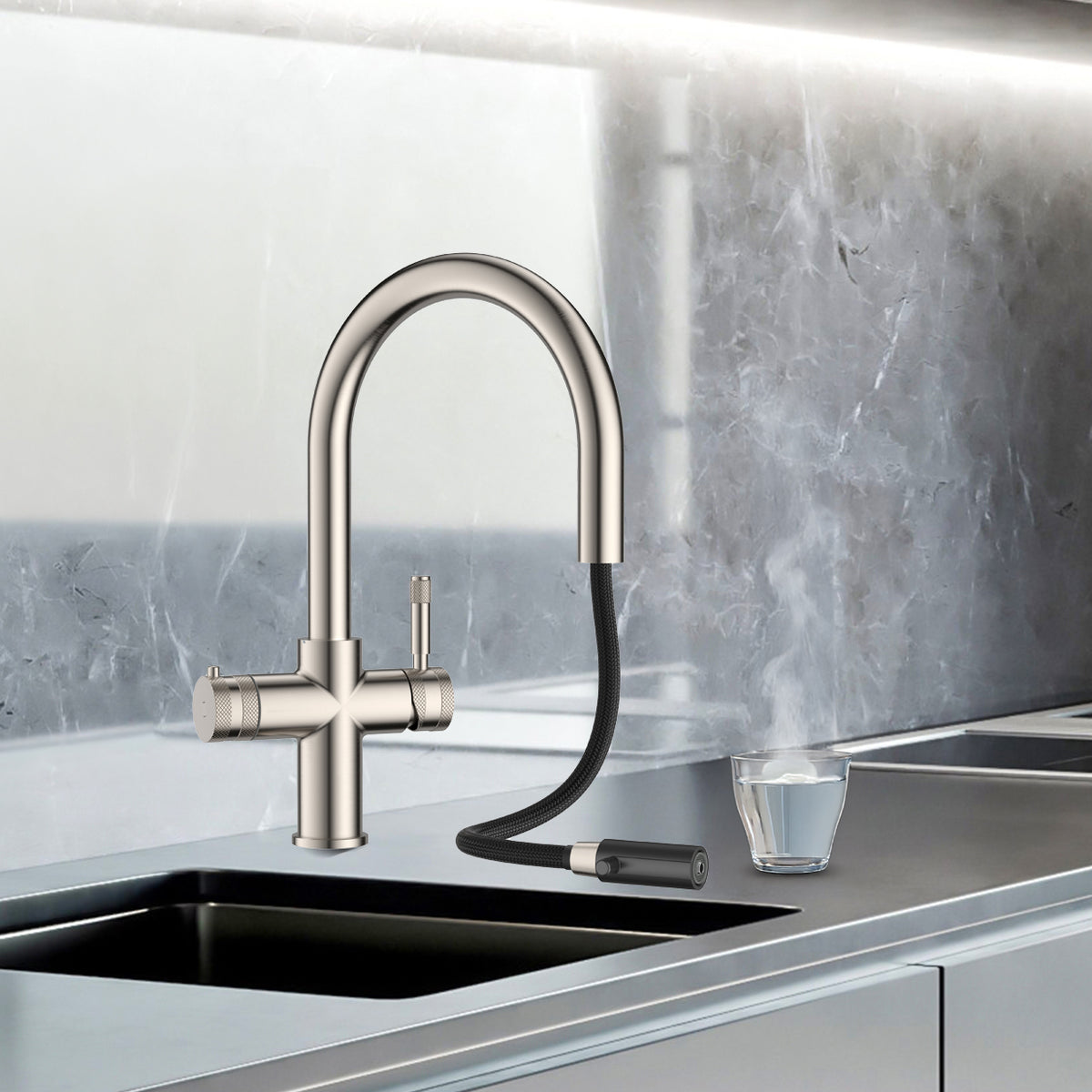 BACFREE Just Tap Trio Flex 3-In-1 (Pull Out Tap)
