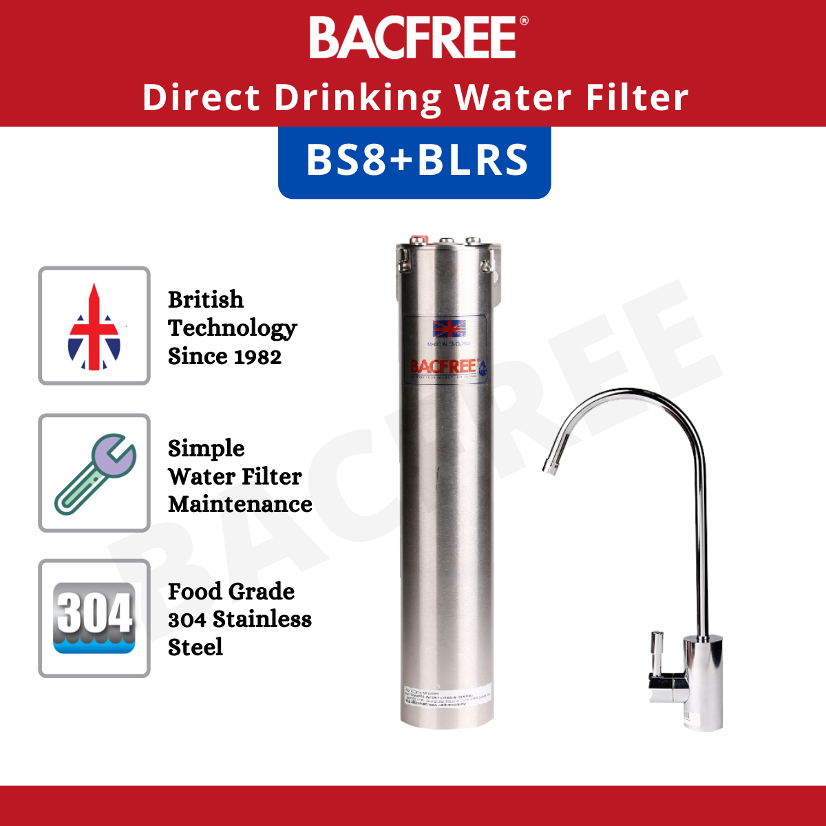Bacfree BS8 Under-Sink Mounting Design Water Filter