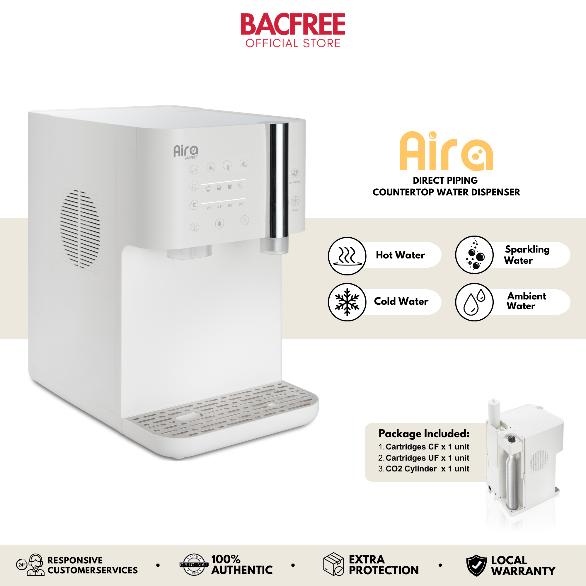 BACFREE Aira Sparkling Water Dispenser with Ultration System